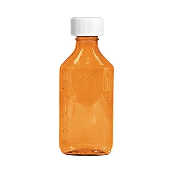 Brand New 2oz Graduated Oval RX Bottles with Caps 100 count- Amber - Picture 1 of 4